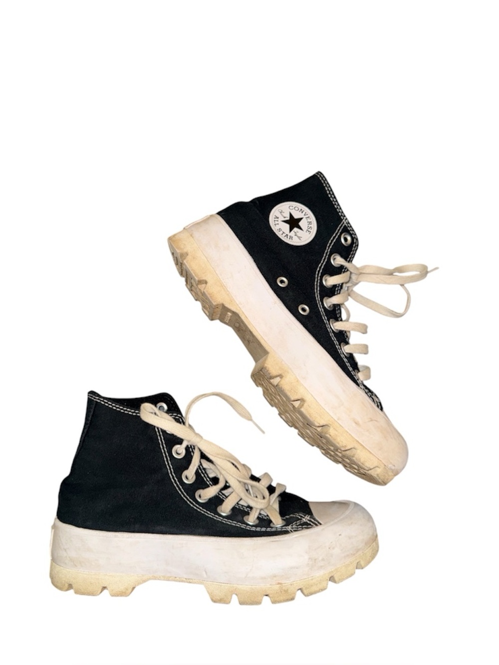 Black & White Converse Chuck Taylor All Star high top sneakers lugged platform